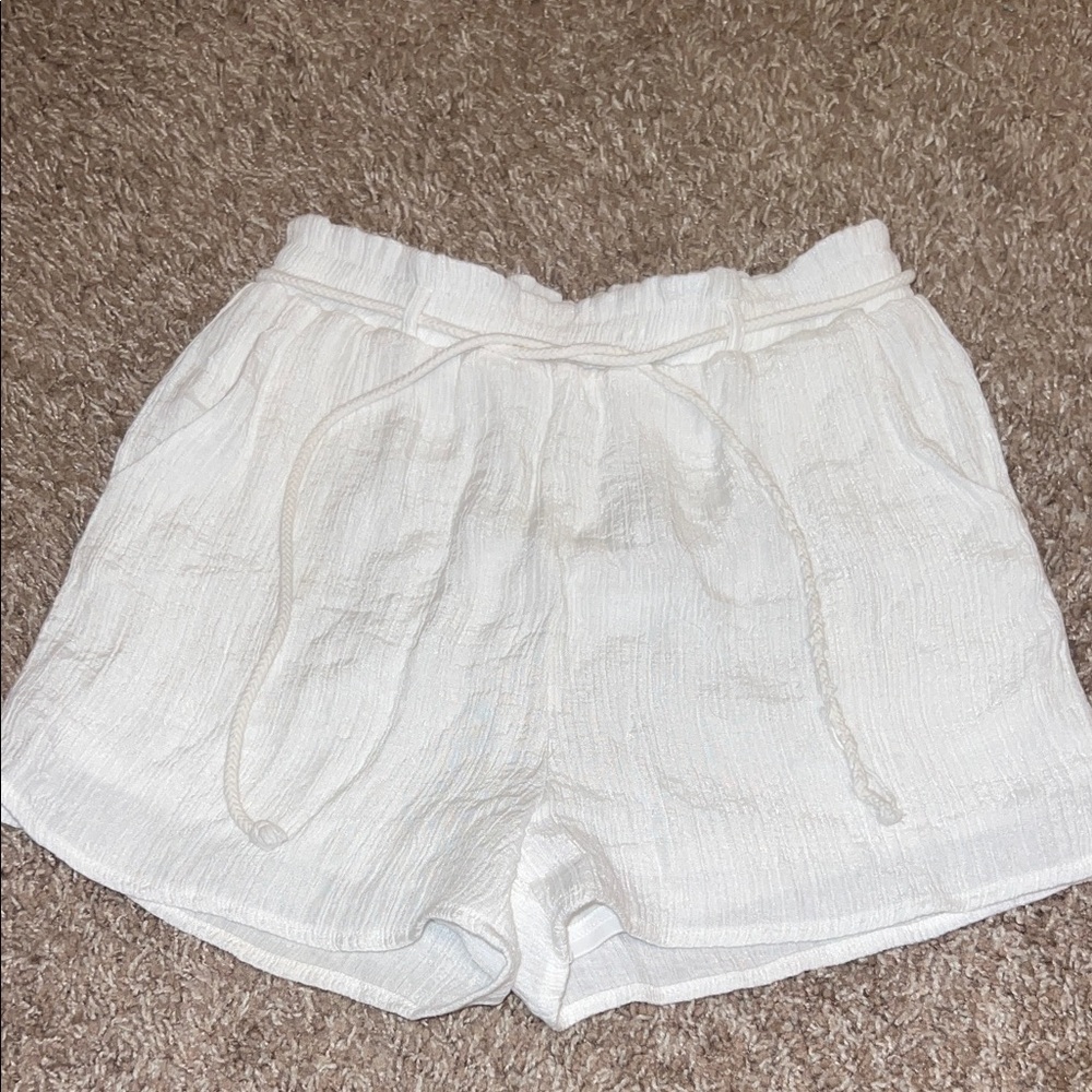 Women's White Drawstring Shorts